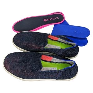 Rothy's Women's Size 8.5 Metallic Lattice Stitch Slip on Sneaker Sparkle Blue